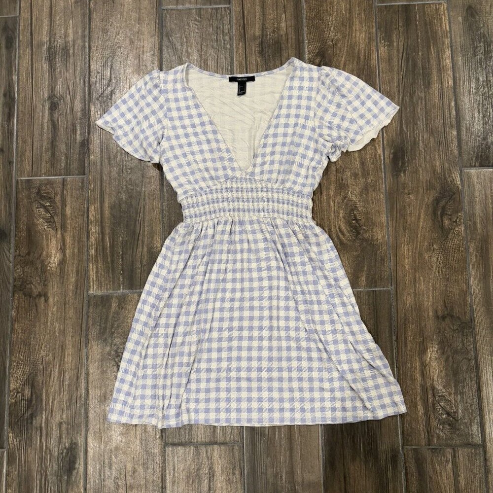 Forever 21 Mini Dress Purple White Plaid Small (132)